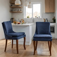 Chaises de salle à manger rembourrées en tissu chenille avec pieds en bois massif (lot de 2)