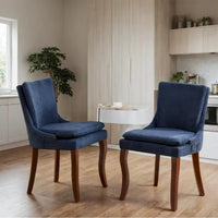 Chaises de salle à manger rembourrées en tissu chenille avec pieds en bois massif (lot de 2)