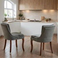 Chaises de salle à manger rembourrées en tissu chenille avec pieds en bois massif (lot de 2)