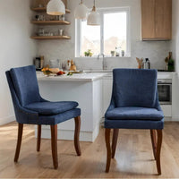 Chaises de salle à manger rembourrées en tissu chenille avec pieds en bois massif (lot de 2)