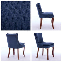 Chaises de salle à manger rembourrées en tissu chenille avec pieds en bois massif (lot de 2)