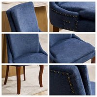 Chaises de salle à manger rembourrées en tissu chenille avec pieds en bois massif (lot de 2)