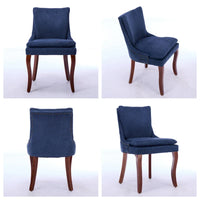 Chaises de salle à manger rembourrées en tissu chenille avec pieds en bois massif (lot de 2)