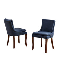 Chaises de salle à manger rembourrées en tissu chenille avec pieds en bois massif (lot de 2)