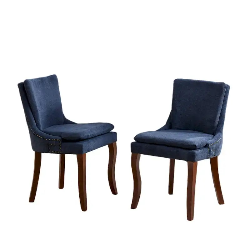 Chaises de salle à manger rembourrées en tissu chenille avec pieds en bois massif (lot de 2)