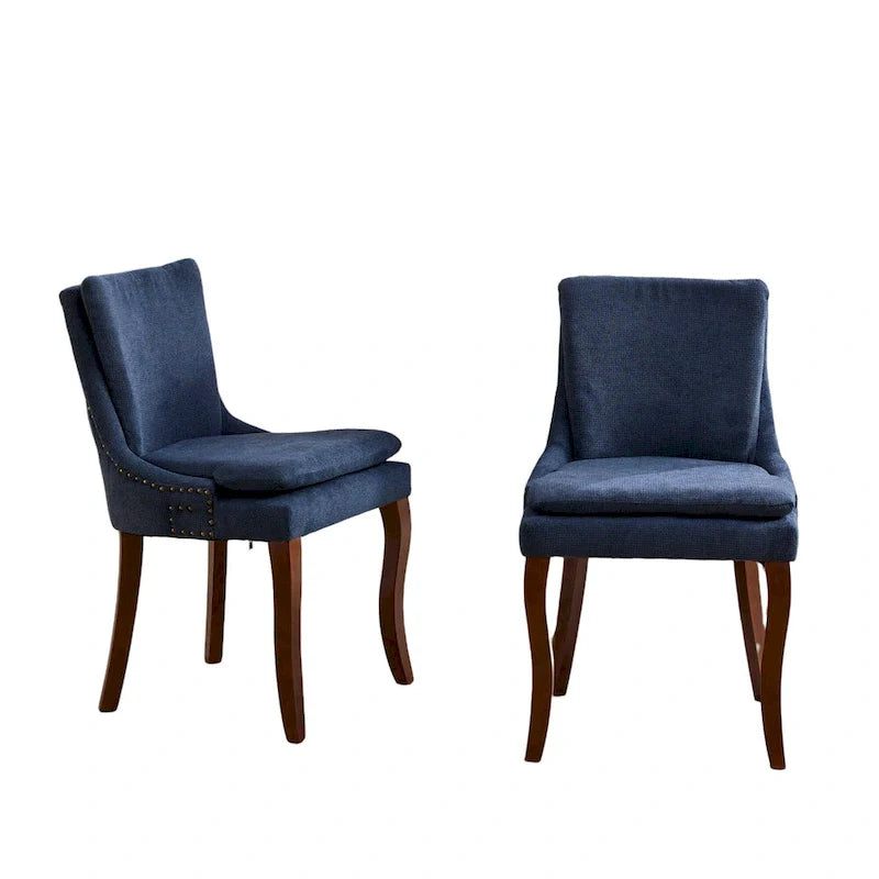 Chaises de salle à manger rembourrées en tissu chenille avec pieds en bois massif (lot de 2)