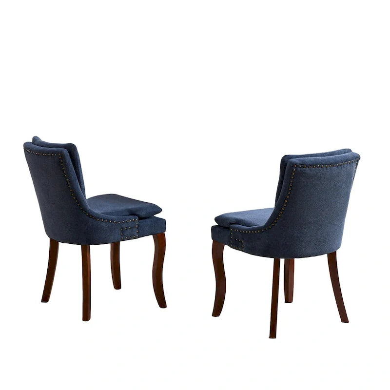 Chaises de salle à manger rembourrées en tissu chenille avec pieds en bois massif (lot de 2)