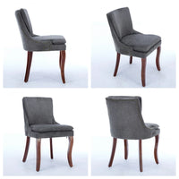 Chaises de salle à manger rembourrées en tissu chenille avec pieds en bois massif (lot de 2)