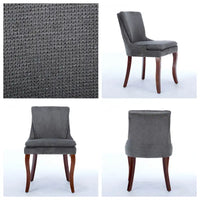 Chaises de salle à manger rembourrées en tissu chenille avec pieds en bois massif (lot de 2)