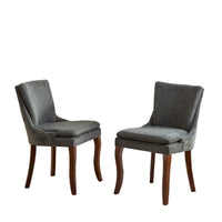 Chaises de salle à manger rembourrées en tissu chenille avec pieds en bois massif (lot de 2)
