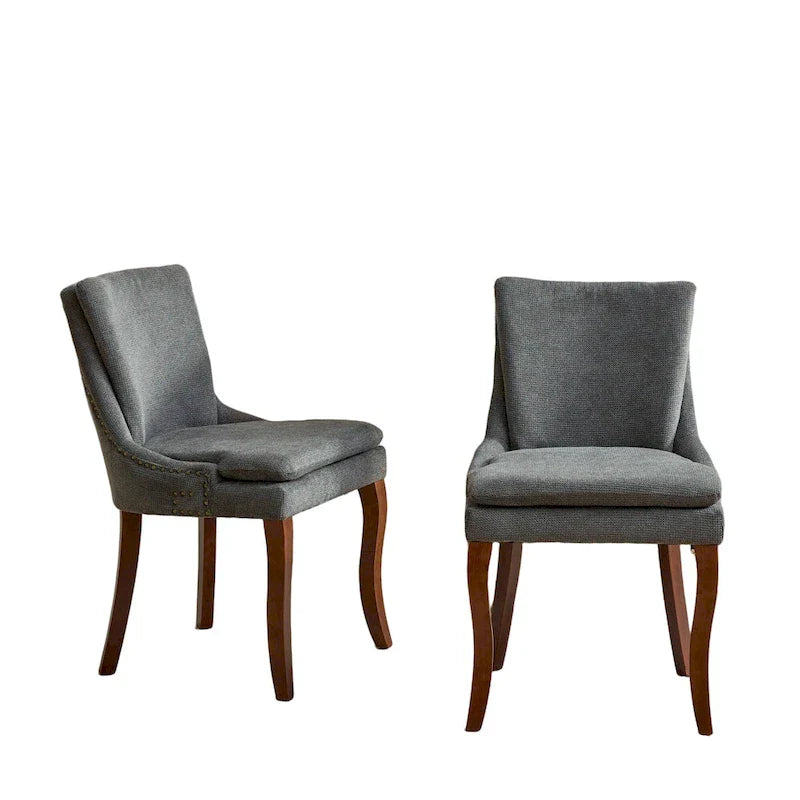 Chaises de salle à manger rembourrées en tissu chenille avec pieds en bois massif (lot de 2)