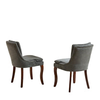 Chaises de salle à manger rembourrées en tissu chenille avec pieds en bois massif (lot de 2)