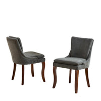 Chaises de salle à manger rembourrées en tissu chenille avec pieds en bois massif (lot de 2)