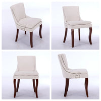 Chaises de salle à manger rembourrées en tissu chenille avec pieds en bois massif (lot de 2)