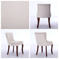 Chaises de salle à manger rembourrées en tissu chenille avec pieds en bois massif (lot de 2)
