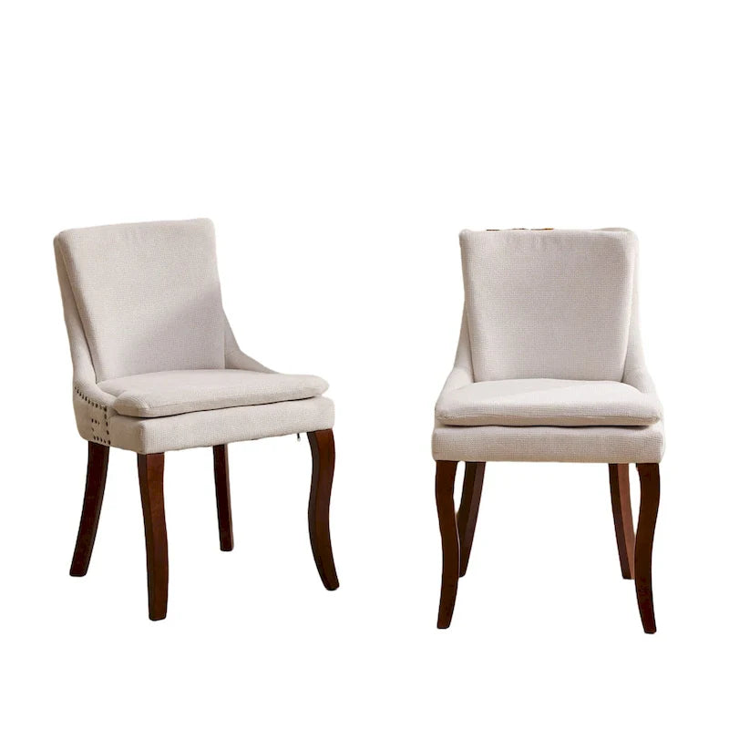 Chaises de salle à manger rembourrées en tissu chenille avec pieds en bois massif (lot de 2)