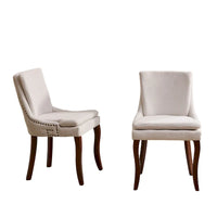 Chaises de salle à manger rembourrées en tissu chenille avec pieds en bois massif (lot de 2)