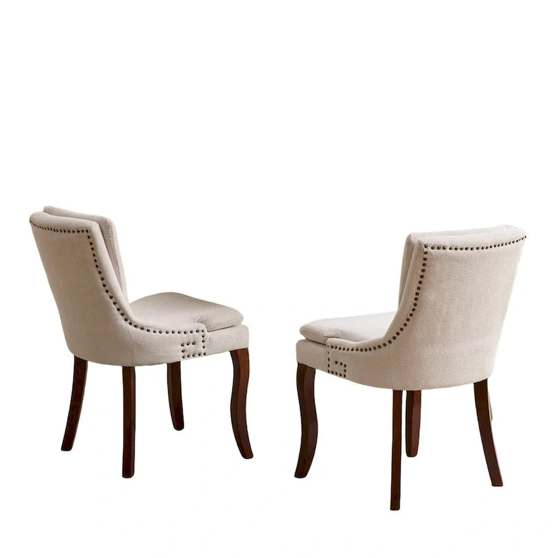 Chaises de salle à manger rembourrées en tissu chenille avec pieds en bois massif (lot de 2)