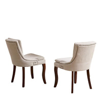 Chaises de salle à manger rembourrées en tissu chenille avec pieds en bois massif (lot de 2)