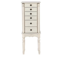 Armoire à bijoux avec 6 tiroirs de rangement et panneaux lateraux - 37 - Crème