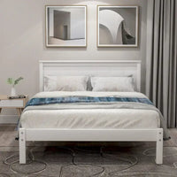 Lit plateforme en bois double avec tête de lit classique Rembourré Cadre de lit pour chambre à coucher, aucun sommier tapissier requis, assemblage facile