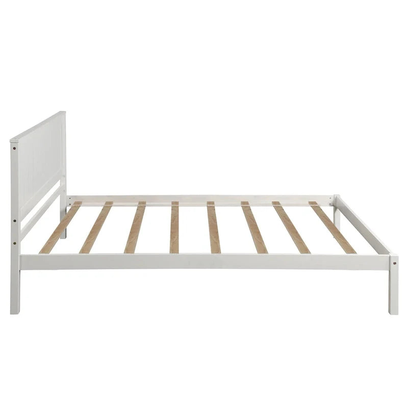 Lit plateforme en bois double avec tête de lit classique Rembourré Cadre de lit pour chambre à coucher, aucun sommier tapissier requis, assemblage facile