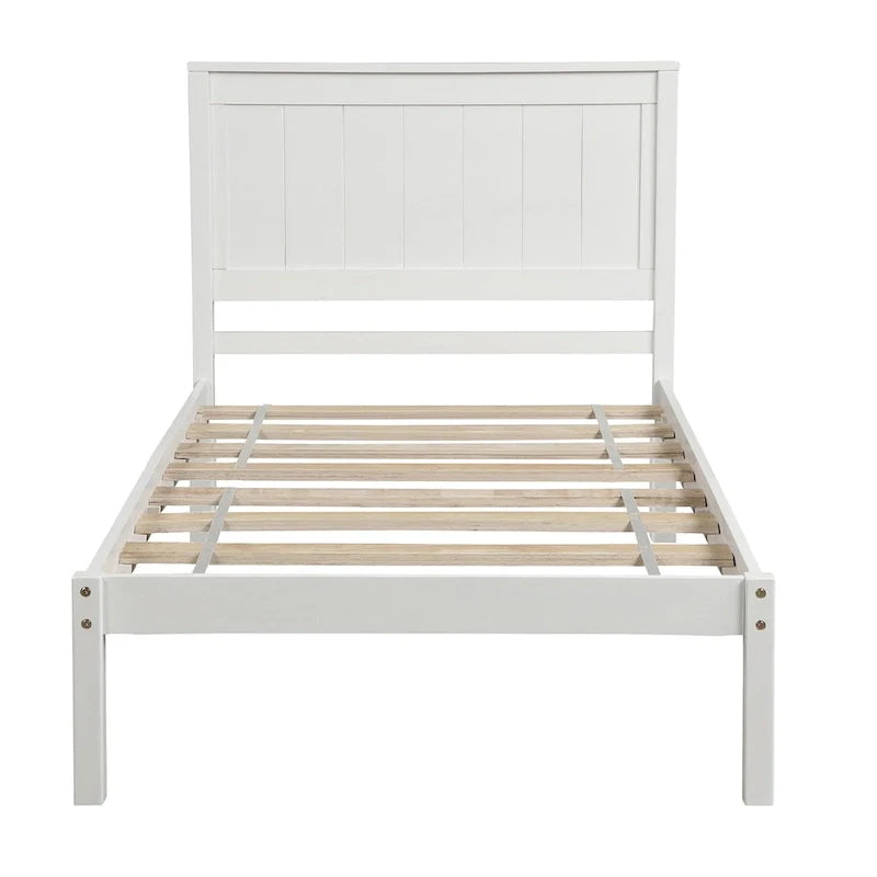 Lit plateforme en bois double avec tête de lit classique Rembourré Cadre de lit pour chambre à coucher, aucun sommier tapissier requis, assemblage facile