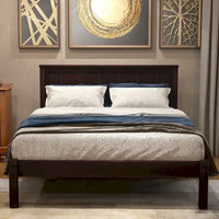 Lit plateforme en bois double avec tête de lit classique Rembourré Cadre de lit pour chambre à coucher, aucun sommier tapissier requis, assemblage facile