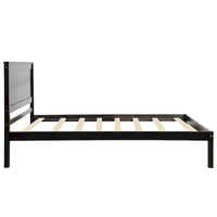 Lit plateforme en bois double avec tête de lit classique Rembourré Cadre de lit pour chambre à coucher, aucun sommier tapissier requis, assemblage facile