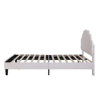 Lit plateforme pleine grandeur classique Cadre de lit rembourré en velours doux avec tête de lit à motif floral, AUCUN sommier tapissier requis
