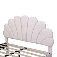 Lit plateforme pleine grandeur classique Cadre de lit rembourré en velours doux avec tête de lit à motif floral, AUCUN sommier tapissier requis