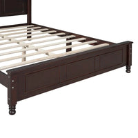 Lit plateforme queen size de style rétro, cadre de lit plateforme en bois avec support en lattes de bois massif et tête de lit incurvée