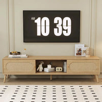 Meuble TV pour téléviseurs jusqu'à 80 pouces, meuble TV de style ferme moderne, centre de divertissement avec pieds en bois massif