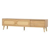 Meuble TV pour téléviseurs jusqu'à 80 pouces, meuble TV de style ferme moderne, centre de divertissement avec pieds en bois massif