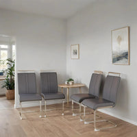 Chaise de salle à manger à dossier haut rembourrée en cuir PU avec pieds en métal (lot de 4)