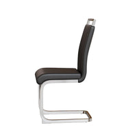 Chaise de salle à manger à dossier haut rembourrée en cuir PU avec pieds en métal (lot de 4)