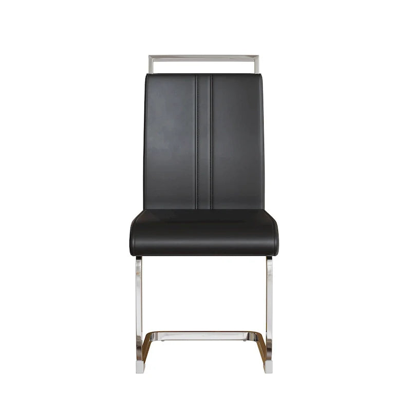 Chaise de salle à manger à dossier haut rembourrée en cuir PU avec pieds en métal (lot de 4)