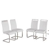 Chaise de salle à manger à dossier haut rembourrée en cuir PU avec pieds en métal (lot de 4)