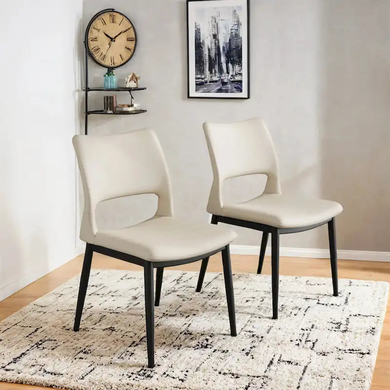Lot de 2 chaises de salle à manger modernes minimalistes en cuir PU