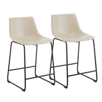 Vintage 24 - Lot de 2 tabourets de bar avec dossier en cuir sans accoudoirs, pieds en métal, repose-pieds pour îlot de cuisine, café, pub, comptoir de bar