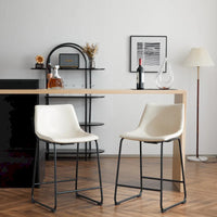 Vintage 24 - Lot de 2 tabourets de bar avec dossier en cuir sans accoudoirs, pieds en métal, repose-pieds pour îlot de cuisine, café, pub, comptoir de bar