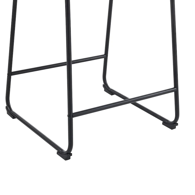 Vintage 24 - Lot de 2 tabourets de bar avec dossier en cuir sans accoudoirs, pieds en métal, repose-pieds pour îlot de cuisine, café, pub, comptoir de bar