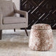 Pouf Repose-Pieds en Peau de Vache avec Clous Décoratifs - 17 - Marron et Blanc