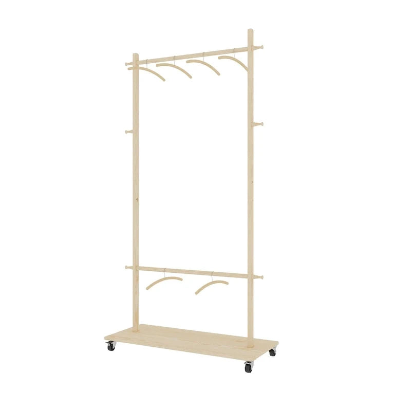 Portant à vêtements simple avec tringle unique autoportante, design multifonctionnel, pieds antidérapants réglables, pour chambre à coucher, noir