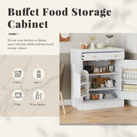 Garde-manger de cuisine autoportant moderne, rangement alimentaire pour buffet, meuble de bar à café avec tiroir, 2 étagères réglables et 2 étagères de porte