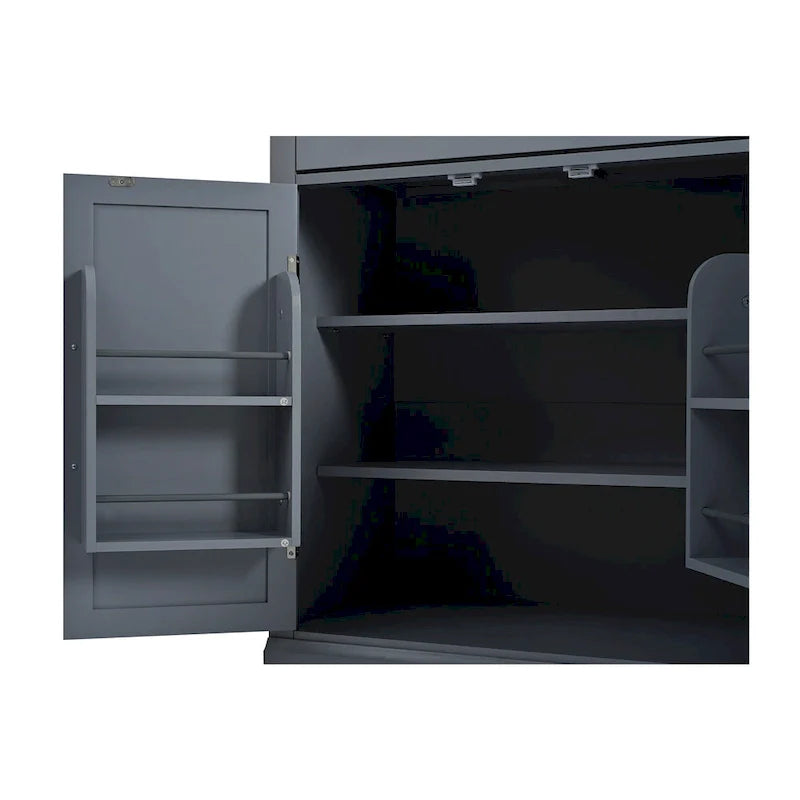 Garde-manger de cuisine autoportant moderne, rangement alimentaire pour buffet, meuble de bar à café avec tiroir, 2 étagères réglables et 2 étagères de porte