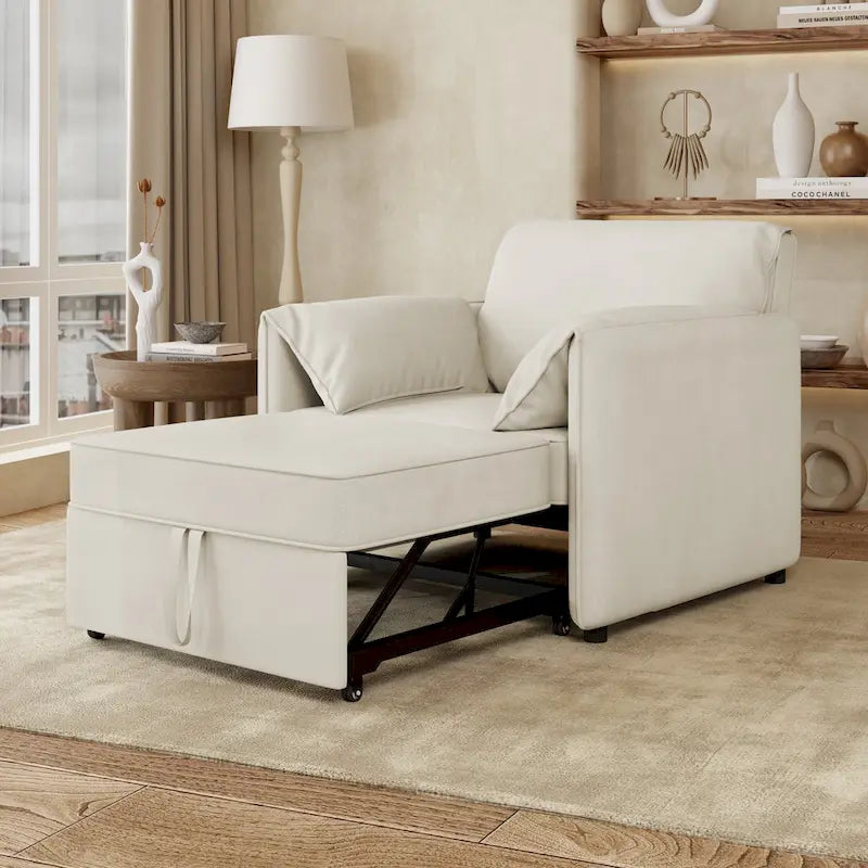 Canapé-lit convertible Roomfitters, fauteuil-lit 3 en 1 avec dossier réglable et coussins épais, structure en lin