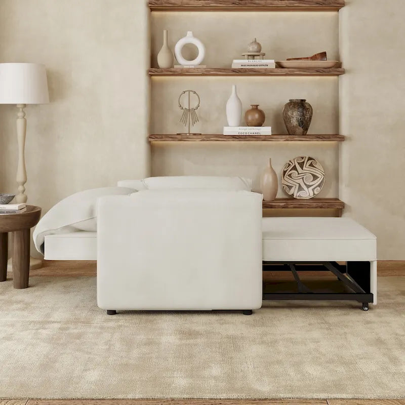 Canapé-lit convertible Roomfitters, fauteuil-lit 3 en 1 avec dossier réglable et coussins épais, structure en lin