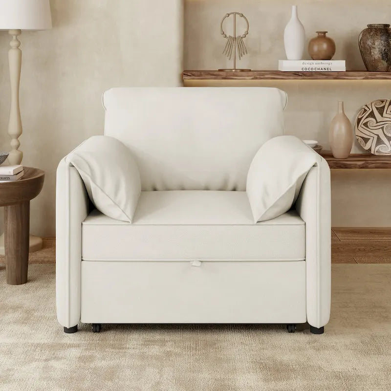Canapé-lit convertible Roomfitters, fauteuil-lit 3 en 1 avec dossier réglable et coussins épais, structure en lin