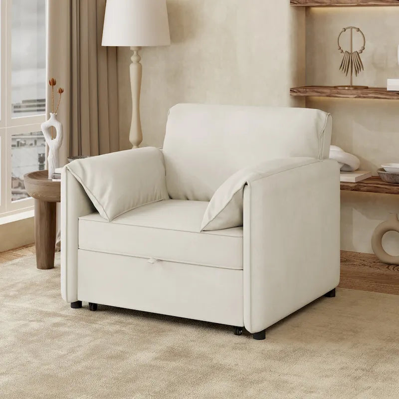Canapé-lit convertible Roomfitters, fauteuil-lit 3 en 1 avec dossier réglable et coussins épais, structure en lin